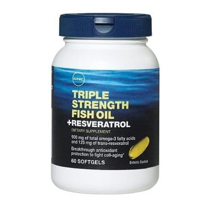 GNC Triple Strenght Omega Fish Oil + Resveratrol - 60 cápulas.
