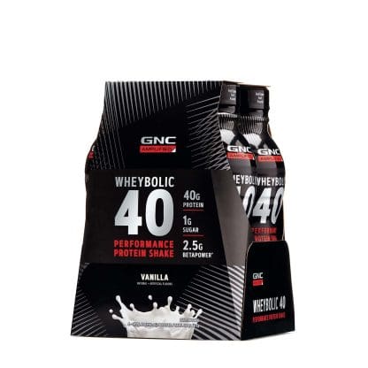 4 Pack GNC AMP Wheybolic Vanilla 40 RTD - 14 fl oz, 414 ml.