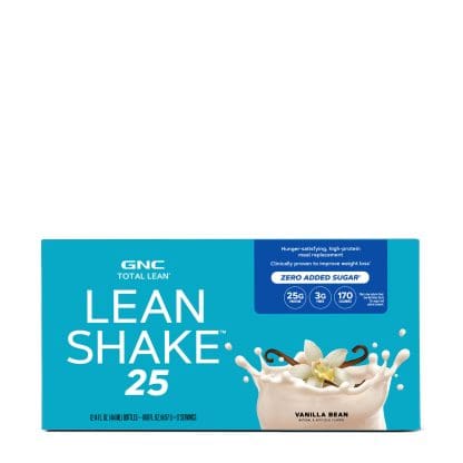 12 Pack GNC TOTAL LEAN® Lean Shake ™ 25 Vainilla Bean RTD- 14 fl oz, 414 ML.